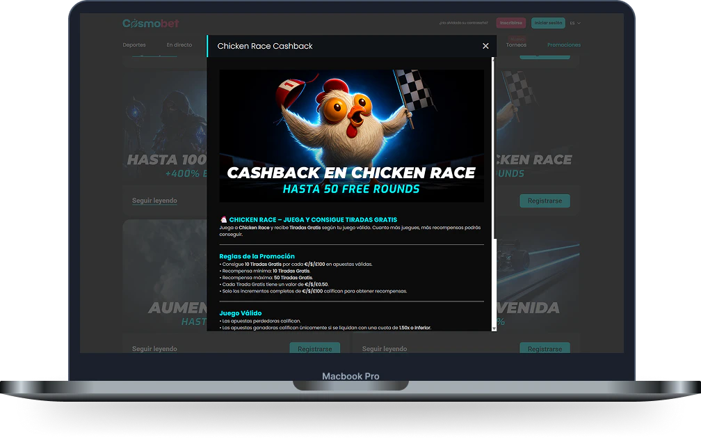 Cosmobet Casino promoción Cashback en Chicken Race