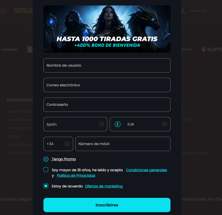 Cosmobet Casino registro e inicio de sesión