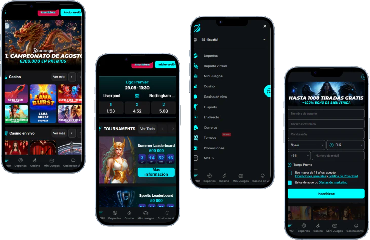 Cosmobet Casino versión móvil con juegos, torneos, menú y registro